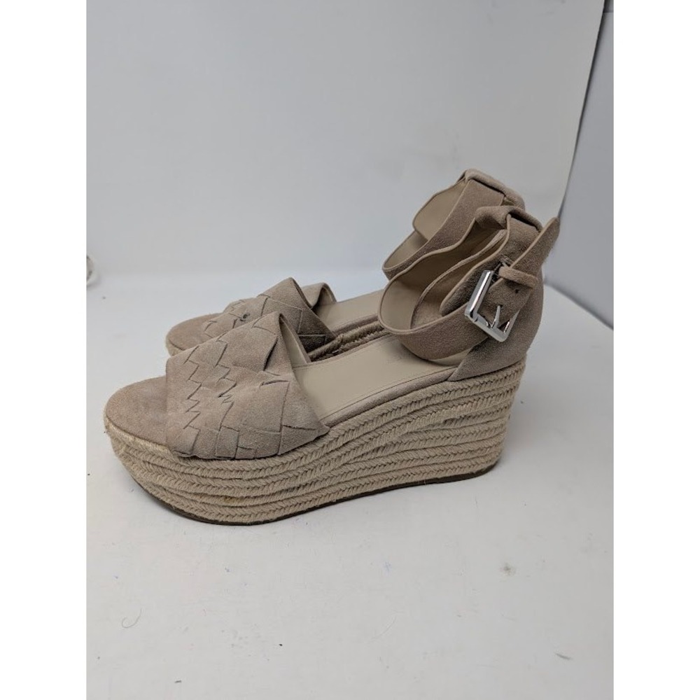 Marc Fisher LTD Varin Espadrille Wedge Sandals Beige Suede Women's Size‎ 8.5